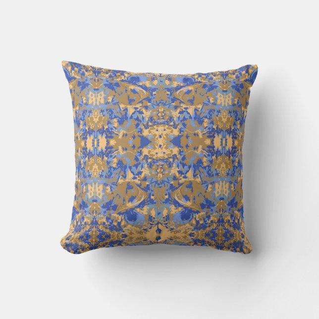 Abstrack Blue Yellow Exclusive Pattern Kussen (Voorkant)