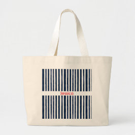 Abstrack navy Stripes Naadloos Grote Tote Bag
