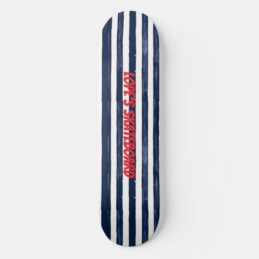Abstrack navy Stripes Naadloos Skateboard (Voorkant)