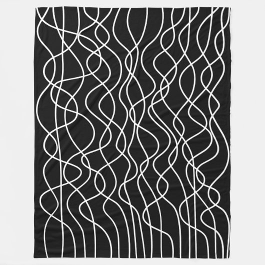 Abstract 010517 - White on Black Fleece Deken (Voorkant)
