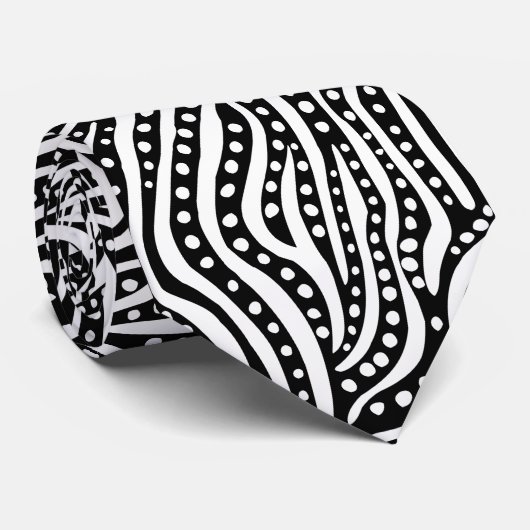 Abstract 011211 - White on Black Stropdas (Opgerold)