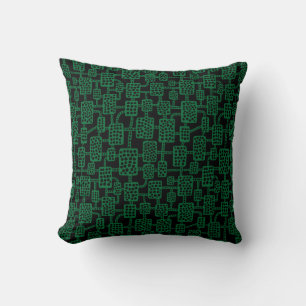 Abstract 041113 - Bosgroen op zwart Kussen