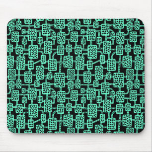 Abstract 041113 - Turquoise op zwart Muismat