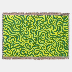 Abstract 041211 - Bosgroen met geel Deken