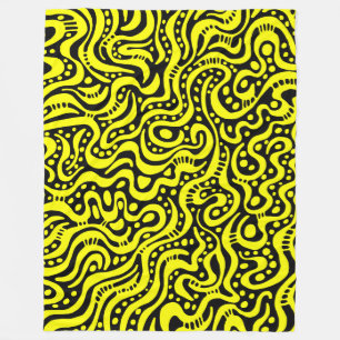 Abstract 041211 - Geel op zwart Fleece Deken
