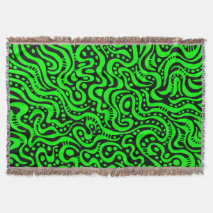 Abstract 041211 - Groen op zwart Deken