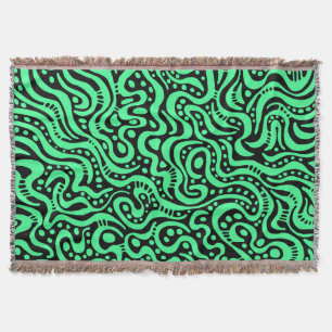 Abstract 041211 - Mint groen met zwart Deken