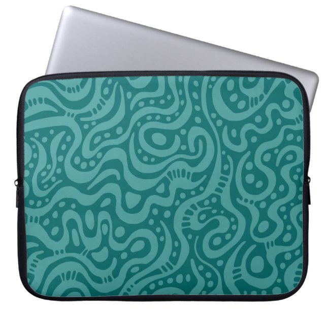 Abstract 041211 - Ocean Green over Moss Green Laptop Sleeve (Voorkant)