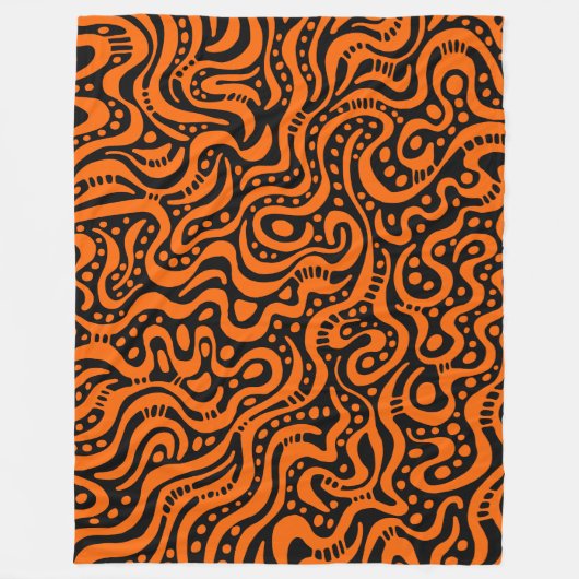 Abstract 041211 - Sinaasappel op zwart Fleece Deken (Voorkant)