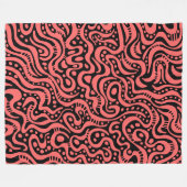 Abstract 041211 - Tropisch roze op zwart Fleece Deken (Voorkant (Horizontaal))