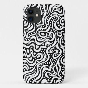 Abstract 041211 - White on Black iPhone 11 Hoesje