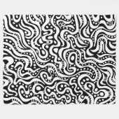 Abstract 041211 - White on Black Fleece Deken (Voorkant (Horizontaal))