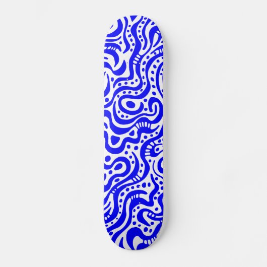 Abstract 041211v1 - Blauw op wit Skateboard (Voorkant)