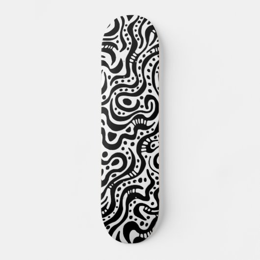 Abstract 041211v1 - zwart op hout skateboard (Voorkant)
