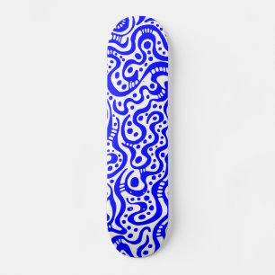 Abstract 041211v3 - Blauw op wit Skateboard