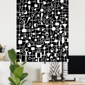 Abstract 090112 - Wit in zwart Poster (Thuiskantoor)