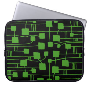 Abstract 111211 - Avocado Green op zwart Laptop Sleeve