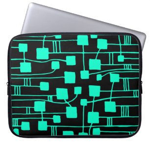 Abstract 111211 - Turquoise op zwart Laptop Sleeve