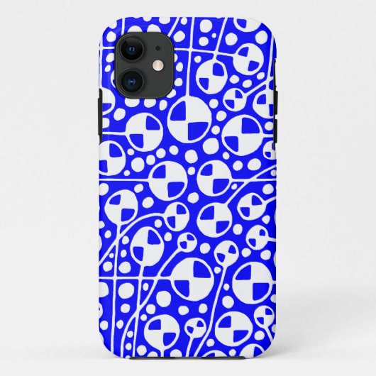 Abstract 130112 v5 Wit op blauw Case-Mate iPhone Case (Achterkant)