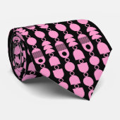 Abstract 140823 - Roze op Zwart Stropdas (Opgerold)