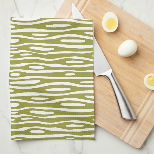 Abstract 280314 - Olijf op wit Theedoek (Quarter Fold)