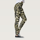 Abstract 290523 Zwart, Amber en Wit Leggings (Rechts)