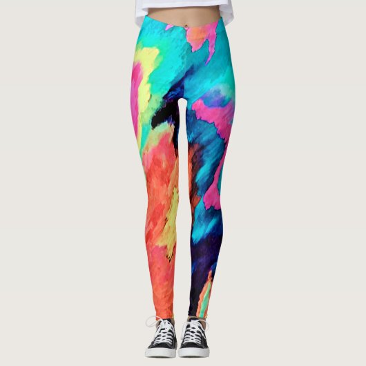 Abstract 2 kleuren Art Print Leggings (Voorkant)