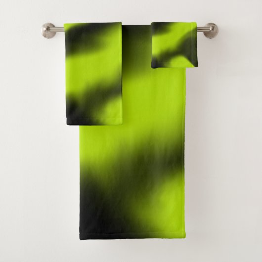 Abstract 3 in zwart en limoengroen bad handdoek (Insitu)