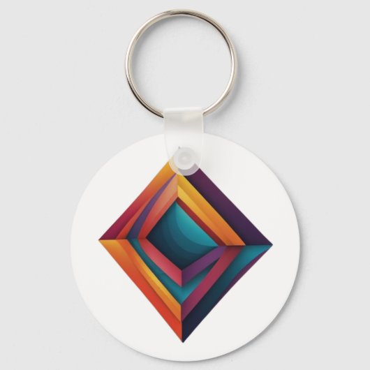 Abstract 3D Geometric Diamond Gradient Art Sleutelhanger (Voorkant)