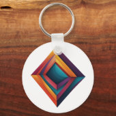 Abstract 3D Geometric Diamond Gradient Art Sleutelhanger (Voorkant)