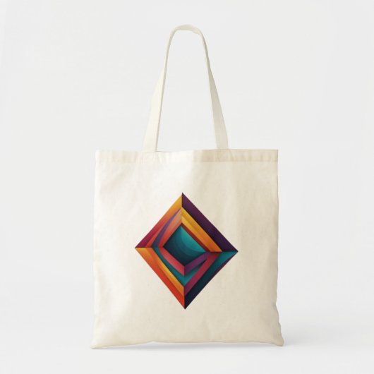 Abstract 3D Geometric Diamond Gradient Art Tote Bag (Voorkant)