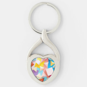 Abstract 3D geometrisch laag-poly kleurrijk patroo Sleutelhanger