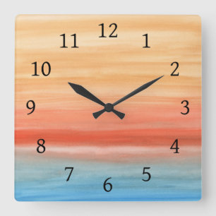 Abstract 44 Oranje blauw Vierkante Klok