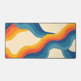 Abstract 70s Retro Sinaasappel Blauw Wavy Stripe P Bureaumat