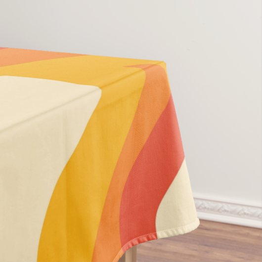 Abstract 70s Retro Sinaasappel Blauw Wavy Stripe P Tafelkleed (Voorbeeld)