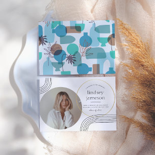 Abstract Aankondiging blauwe foto-Afstuderen