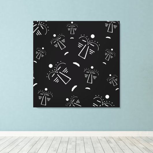 Abstract Aboriginal tribal zwart masker Canvas Afdruk (Insitu (Houten vloer))