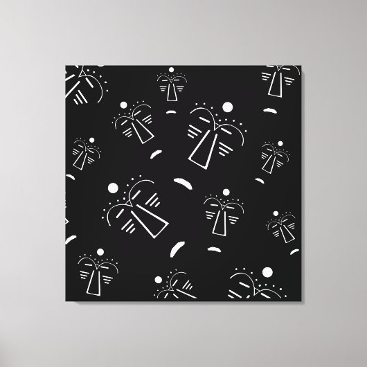 Abstract Aboriginal tribal zwart masker Canvas Afdruk (Voorkant)