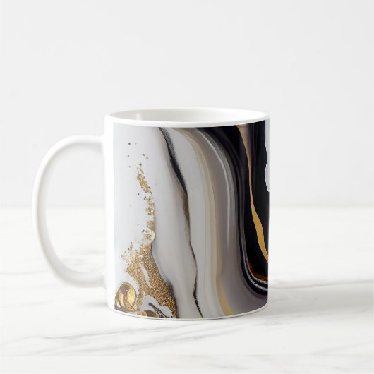 Abstract abstract wit, zwart en gouden koffiemok (Links)