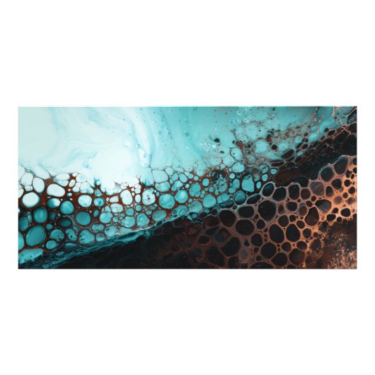 Abstract Acryl Cells Art Cyan Copper Foto Afdruk (Voorkant)