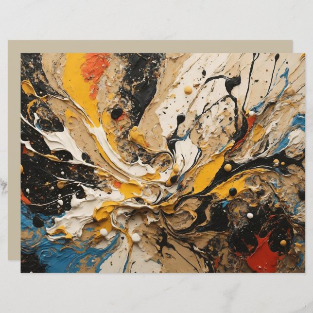 Abstract Acryl Splash Achtergrond Scrapbook Papier (Voorkant / Achterkant)