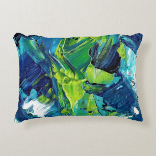 Abstract acrylverf in blauw accent kussen