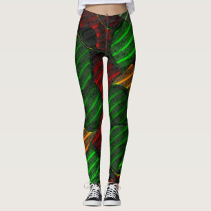 Abstract afbeelding montage? Streep, rood, groen, Leggings