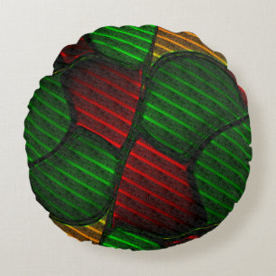 Abstract afbeelding montage? Streep, rood, groen,  Rond Kussen