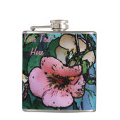 abstract afbeelding van roze en zwarte bloemen heupfles (Voorkant)