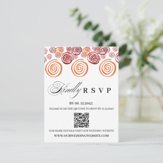Abstract African Shape QR Code Wedding RSVP Card (Debout devant)