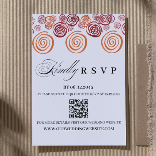 Abstract African Shape QR Code Wedding RSVP Card Kaartje