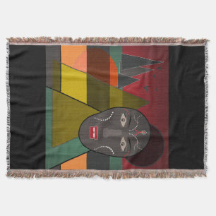 Abstract afrikaans masker in retro kleuren deken