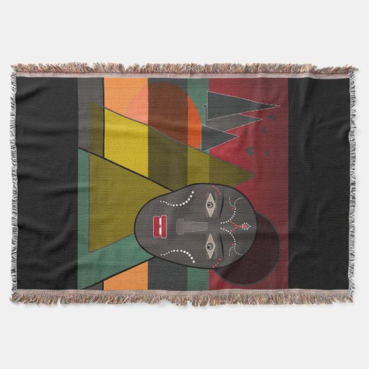 Abstract afrikaans masker in retro kleuren deken (Voorkant)