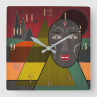 Abstract afrikaans masker in retro kleuren